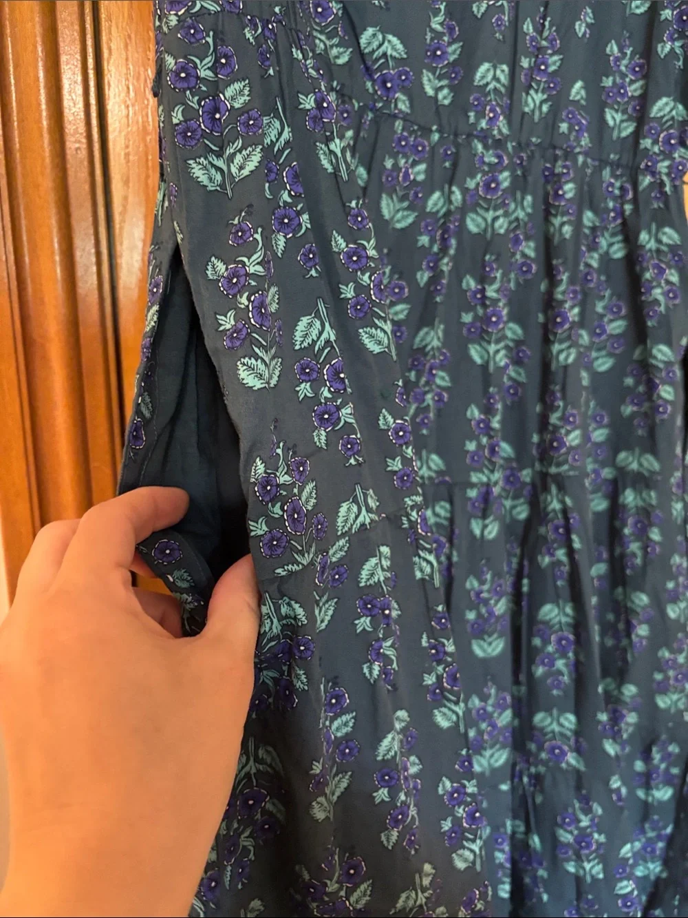 J. Crew factory Navy Maxi Dress with Green and Blue Floral Print